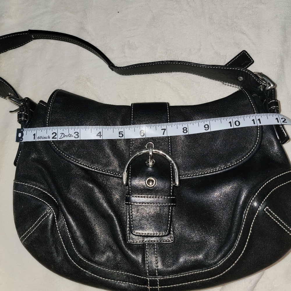 Coach Vintage Soho Black Leather Flap Buckle Medium Bag 06 Y2K 9248 Hobo Purse - Picture 12 of 16
